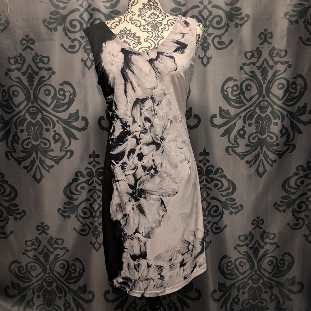 Cleo Black And White Floral Two Layer Dress